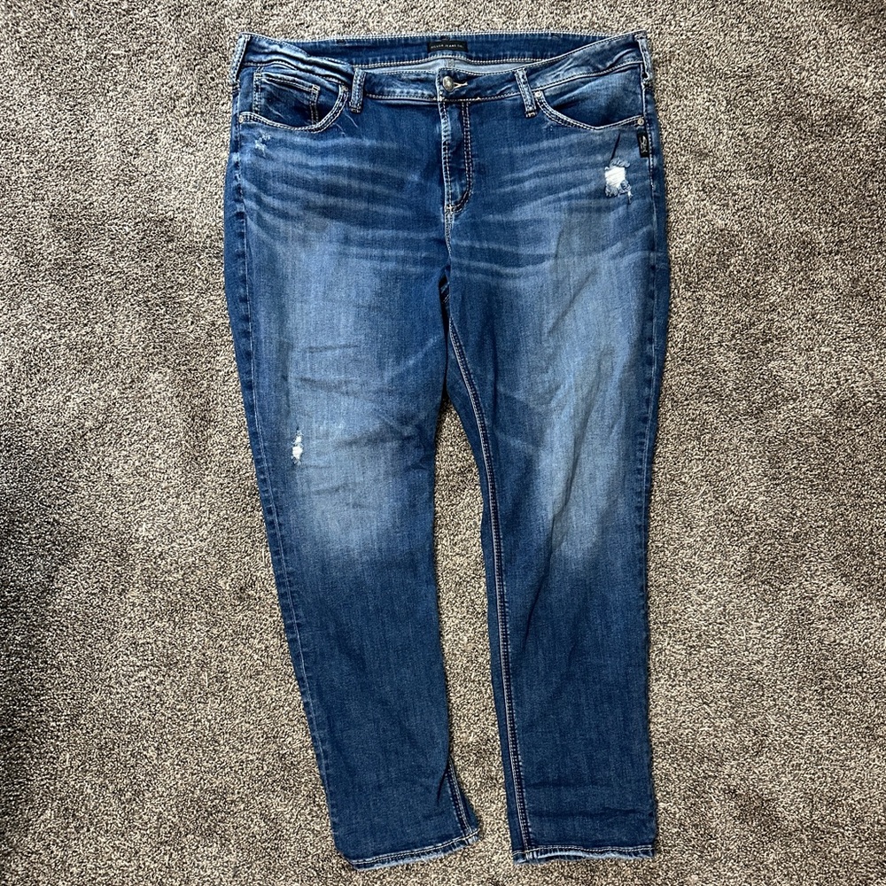 Silver Women's Boyfriend Jeans - Size 20/29